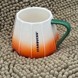 Starbucks Mug Ceramic Autumn Europe Pumpkin Ombre Orange Halloween 12 oz